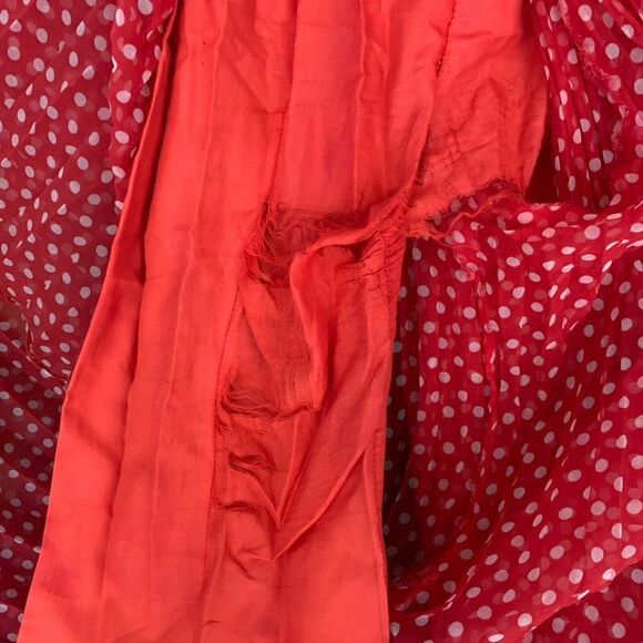 Vintage 60s Jack Bryan Chiffon Jumpsuit S Red Polka Dots Accordion Pleats Groovy - Picture 9 of 12
